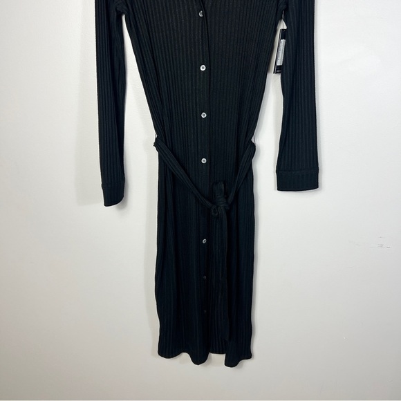 Liverpool Los Angeles Black Button Front Ripped Knit Shirt Dress women size S - Picture 5 of 12